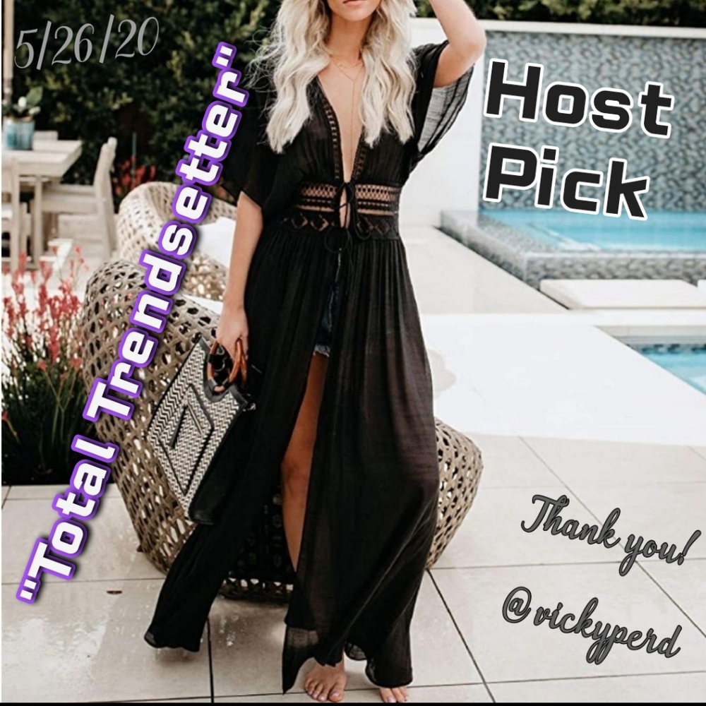 New Boho Lace Maxi Kimono Duster Cardigan Cover Up - Picture 2 of 10